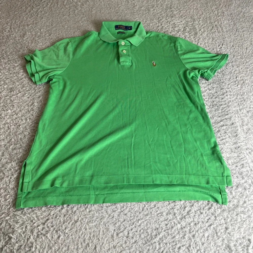 Polo Ralph Lauren Mens Green Pima Soft Touch Cotton Polo Shirt Size M Classic
